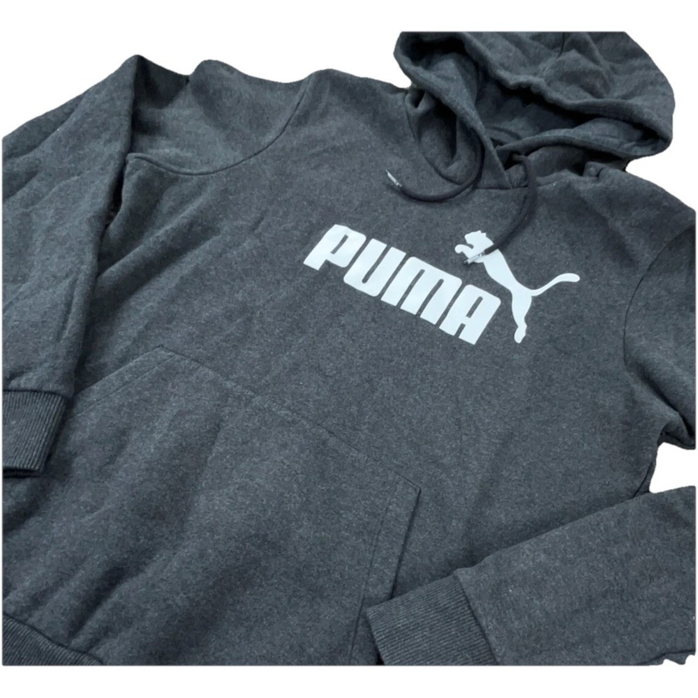 Puma Hoodie Women Large Gray White Sweatshirt Sweater Spell Out Pull Over Ladies - Picture 2 of 9